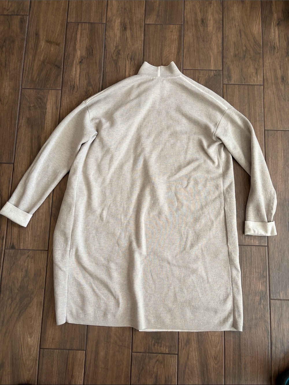 Pure Jill Two-Tone Open-Front Long Cardigan - Cream & Tan - Picture 7 of 8